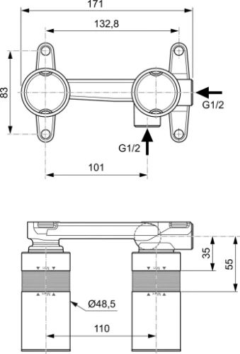Ideal Standard Easy Box inbouwdeel wastafelmengkraan