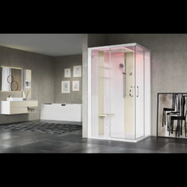NOVELLINI skill a 120x100 li. ther.+hydr.+sau+regendouche helder glas wit mat/perla (douchebak hoge)