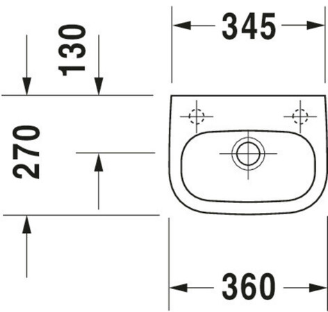 Duravit D-code handenwasser 360 x 270 mm - met kraangat rechts - met overloop - wit