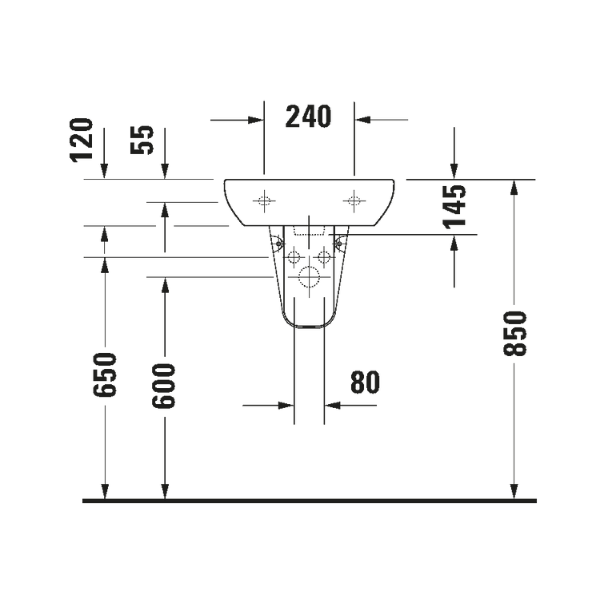 Duravit D-code handenwasser 450 x 340 mm - met overloop - wit