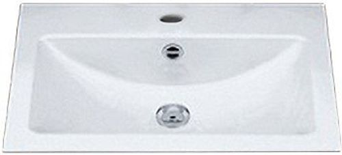Alape EB.R585H plaatstaal inbouwwastafel 585 x 405 mm - met kraangat - met overloop - wit