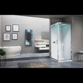 DOUCHECABINE NOVELLINI EON 90 - 90 o 214 ! chroom transparant thermostatisch - met afdekkap - hydromassage