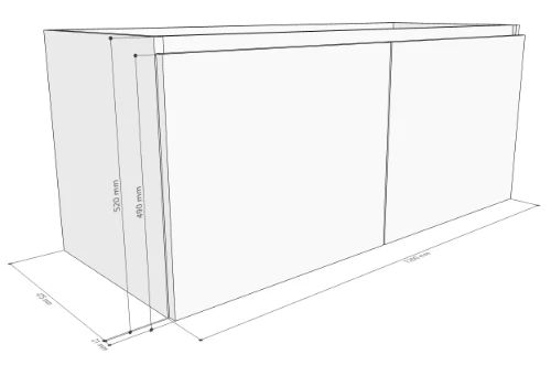 Easylux Kivu wastafelonderkast met 2 deuren greeploos 1200 x 475 x 520 mm - lungo