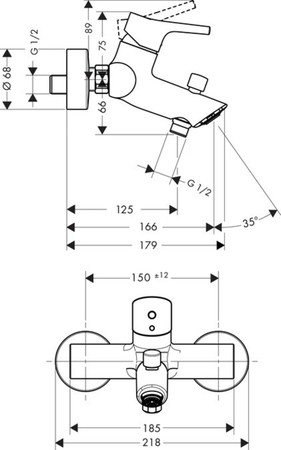 Hansgrohe Talis S eengreepsbadmengkraan - chroom