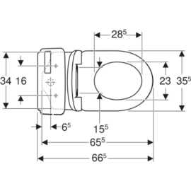 Geberit Selnova PACK staand toilet 355 x 665 mm - rimfree (staande toilet H + spoelreservoir AP128 + toiletzitting Softclose) zonder spoelrand - wit