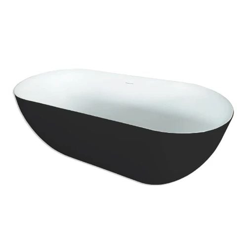 Easylux Obi vrijstaand bad 1700 x 780 mm - wit mat / zwart mat - incl afvoer