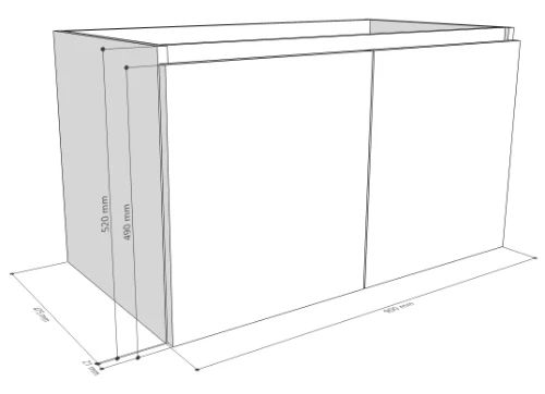 Easylux Kivu wastafelonderkast met 2 deuren greeploos 900 x 475 x 520 mm - raven oak