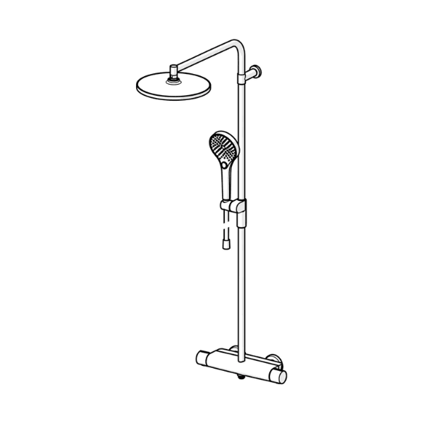 Hansa Hansaviva thermostatische douchezuil met regendouche - handdouche 3 stralen - flexibel 1750 mm - zwart mat
