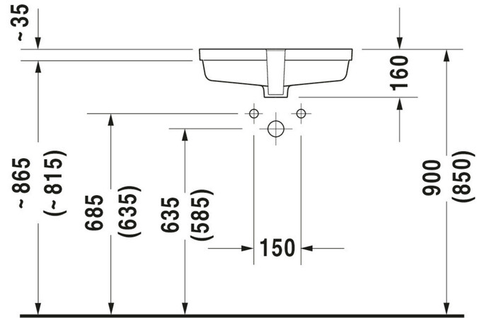 Duravit Vero onderbouwawastafel 525 x 355 mm - wit - met overloop - zonder kraangat - incl. bevestiging