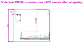 Easylux Klaire 39 - wastafelonderkast met 1 lade 1200 x 435 x 390 mm - walnut