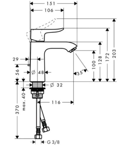 Hansgrohe Metris 110 eengreepswastafelmengkraan - chroom - met automatische lediging - coolstart