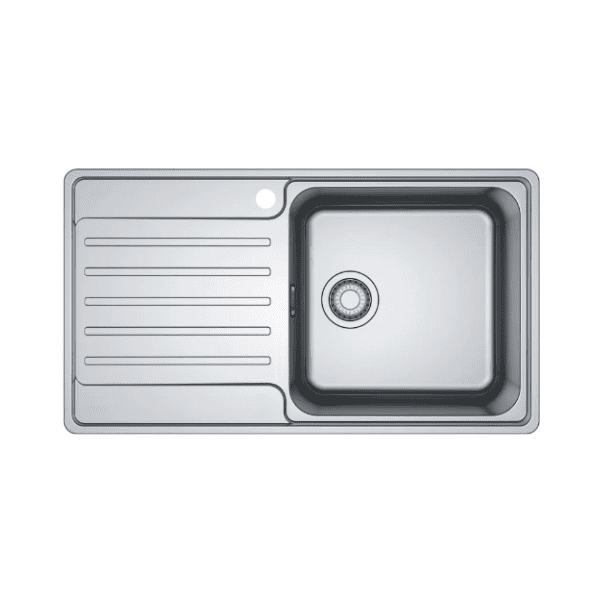 Franke Bell vlakbouwspoeltafel 860 x 480 mm - 1 bak - inox - met verlek links
