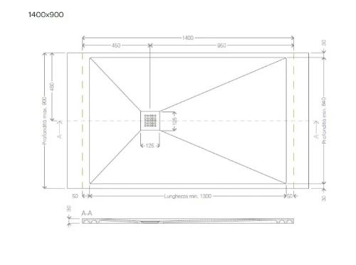 Easylux Obi douchebak Comforstone 1400 x 900 mm - wit
