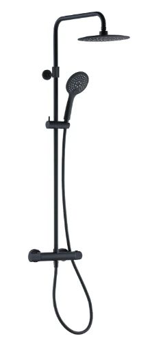 Easylux Rondo showerset Safetouch in hoogte verstelbaar (815-1165mm) - zwart mat - Belgaqua gekeurd