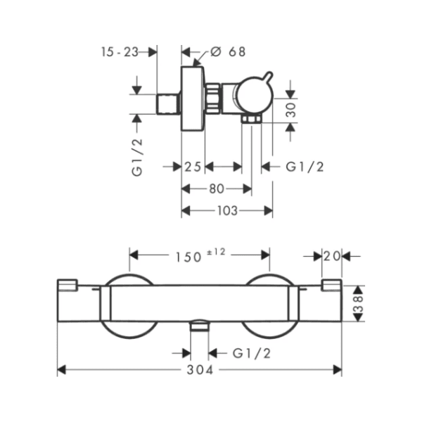 Hansgrohe Ecostat Comfort douchethermostaat - zwart mat