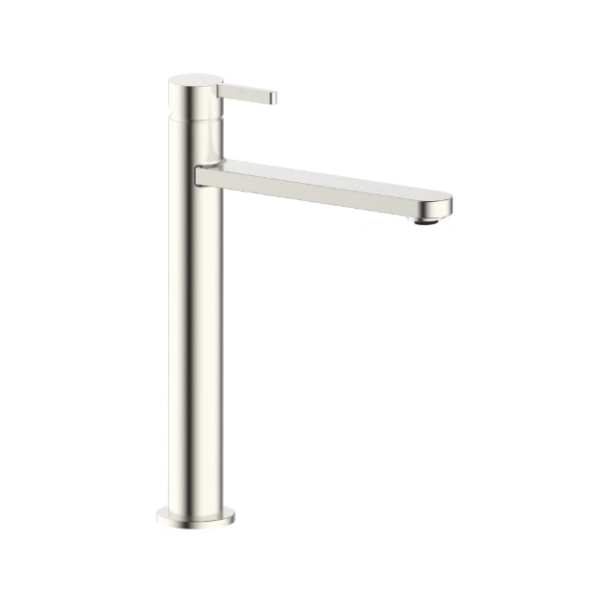 Easylux Vivo verhoogde wastafelmengkraan met coldstart - rechte uitloop - zonder lediging - Brushed Nikkel