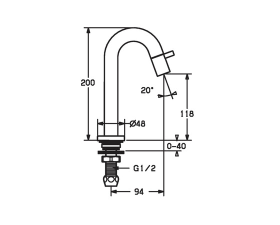 Hansa Hansanova Style koudwaterkraan 1/2 - chroom - uitloop 94 mm