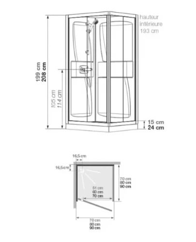 Kinedo Kineprime douchecabine 900 x 900 x 1990 mm - Transparant Draaideur - Thermostaat