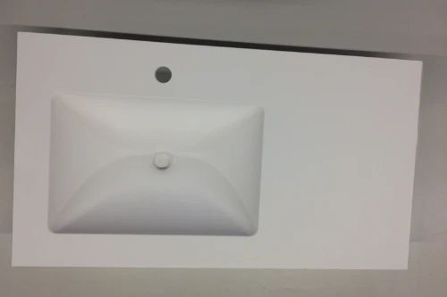Easylux Solid wastafelblad in solid surface met 1 waskom links 900 x 500 x 20 mm - wit mat - met kraangat
