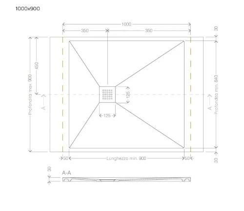 Easylux Obi douchebak Comforstone 1000 x 900 mm - zand
