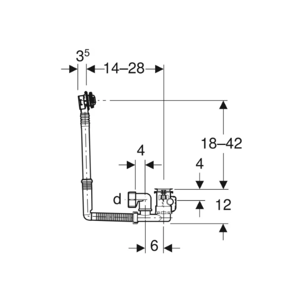 Geberit Uniflex badafvoer met stop 52 mm - met afwerkset - chroom