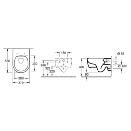 Easylux Verde hangtoilet PACK DirectFlush 370 x 530 mm (hangtoilet + zitting met softclose) - wit - zonder spoelrand