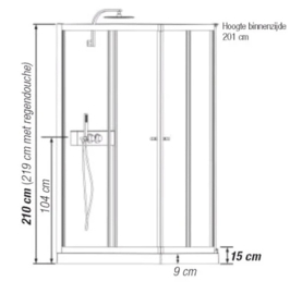 DOUCHECABINE KINEDO EDEN 120 - 90 o 210 ! Schuifdeur