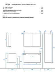 Easylux Kivu wastafelonderkast met 2 laden greeploos 800 x 475 x 520 mm - wit