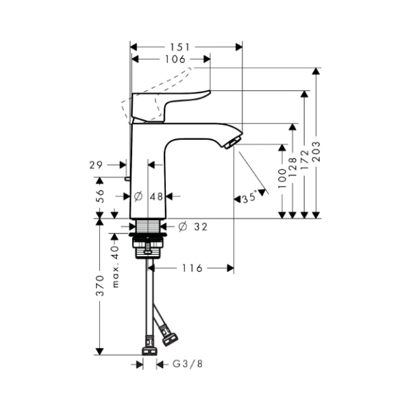 Hansgrohe Metris 110 eengreepswastafelmengkraan - chroom - met automatische lediging - coolstart