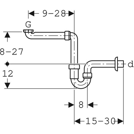 Geberit PP enkele buissifon plaatsbesparend 5/4 x 40 mm - wit
