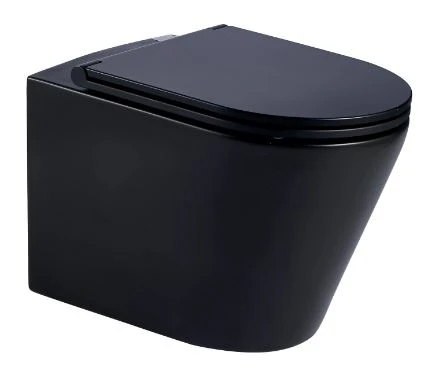 Easylux Brio hangtoilet PACK (hangtoilet + zitting) 360 x 520 mm - zonder spoelrand - softclose - quick release - zwart mat