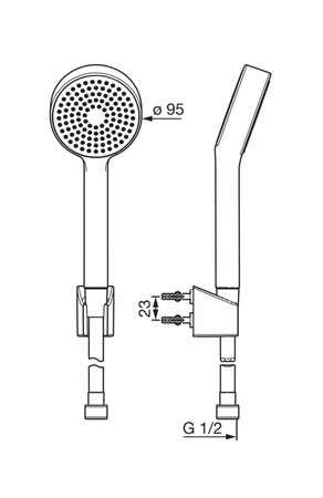 Hansa HansaBasicjet handdoucheset 95 mm - 1 straal - chroom (bestaat uit: handdouche - doucheflexibel 1500 mm - wandhouder) - prijs per set