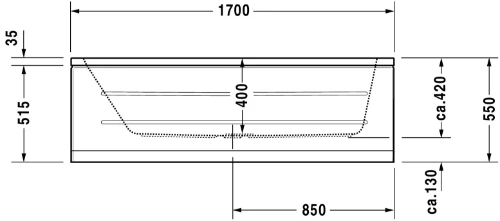 Duravit D-Code bad acryl 1700 x 700 mm - wit - zonder poten - afvoer midden