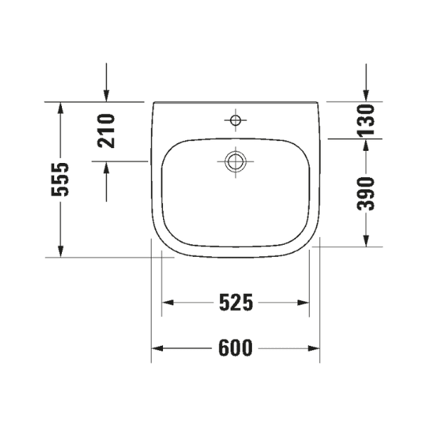 Lavabo Duravit D-Code Vital Med 600 x 550 mm