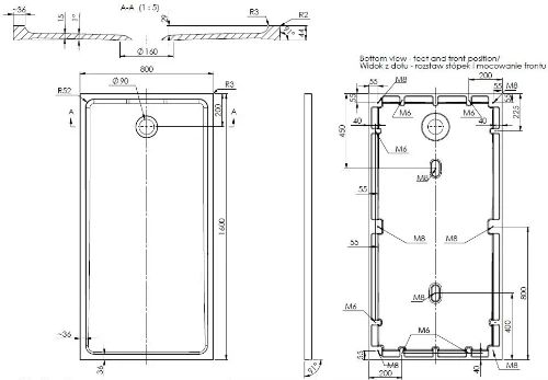 Easylux Heron 2.0 douchebak kunstmarmer 1600 x 800 x 44 mm - wit