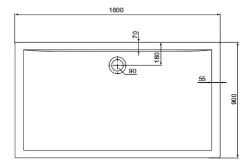 Ideal Standard Ultra Light douchebak acryl 1600 x 900 x 47 mm - wit - afvoeropening 90 mm