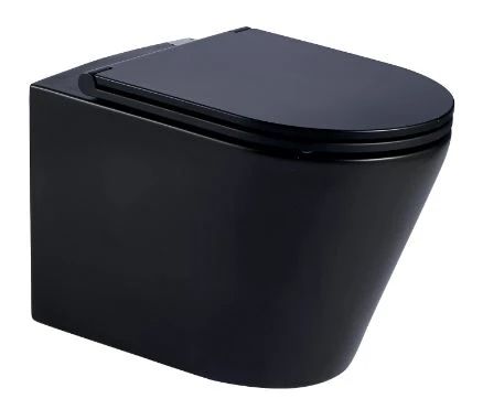 Easylux Brio hangtoilet PACK (hangtoilet + zitting) 360 x 520 mm - zonder spoelrand - softclose - quick release - zwart mat
