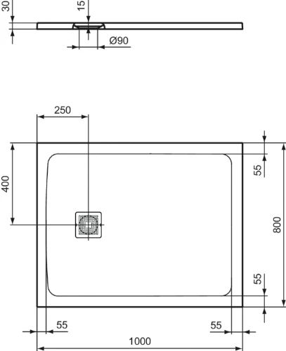 Ideal Standard Ultra Flat S+ douchebak 1000 x 800 mm - pure white