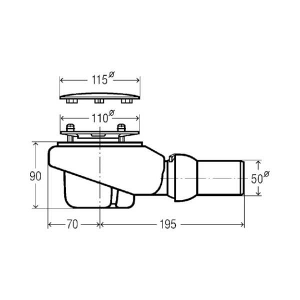 Viega Tempoplex Plus douchesifon 90 mm - chroom - inclusief kleurset - afvoer horizontaal - inbouwhoogte 90 mm - hoog debiet