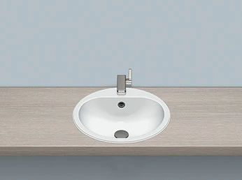 Alape EW3 plaatstaal inbouwwastafel 470 x 470 mm - met kraangat - met overloop - wit