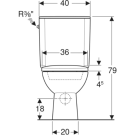 Geberit Selnova PACK staand toilet 355 x 665 mm - rimfree (staande toilet H + spoelreservoir AP128 + toiletzitting Softclose) zonder spoelrand - wit