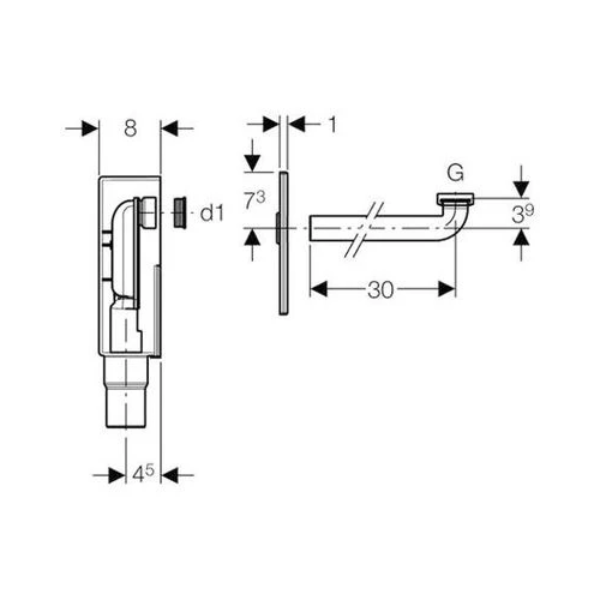Geberit PP inbouwsifon voor wastafel - 5/4 x 32 mm - wit - geschikt voor mindervalidewastafel