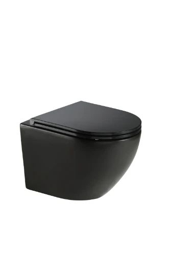 Easylux Maki hangtoilet Cycloneflush rimless PACK (hangtoilet + zitting met softclose) - zonder spoelrand - zwart mat - 520 x 365 mm