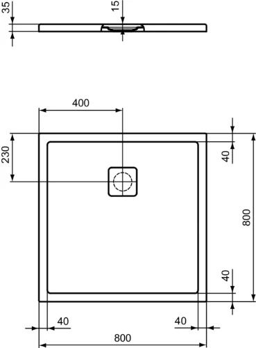 Ideal Standard Ultra Flat Evo douchebak 800 x 800 x 35 mm - wit mat