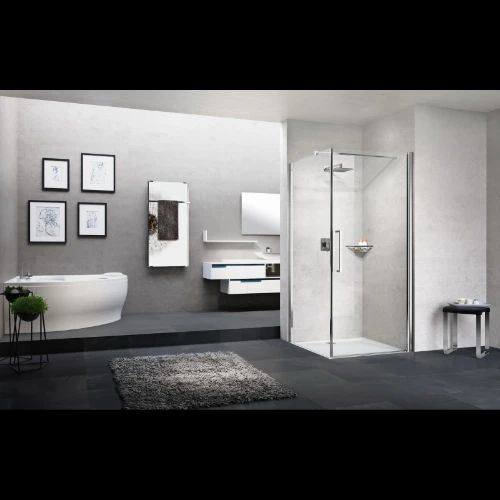 Novellini Young 2 G douchedraaideur 900 x 2000 mm - mat chroom - transparant te combineren mat vaste wand
