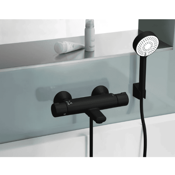 Hansa HansaBasicjet handdoucheset 95 mm - 3 stralen - zwart mat (bestaat uit: handdouche - doucheflexibel 1500 mm - wandhouder) - prijs per set
