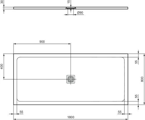 Ideal Standard Ultra Flat S+ douchebak 1800 x 800 mm - pure white