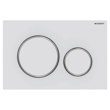 Geberit Sigma 20 bedieningsplaat - wit mat - kunststof - 2 druktoetsen designringen glansverchroomd