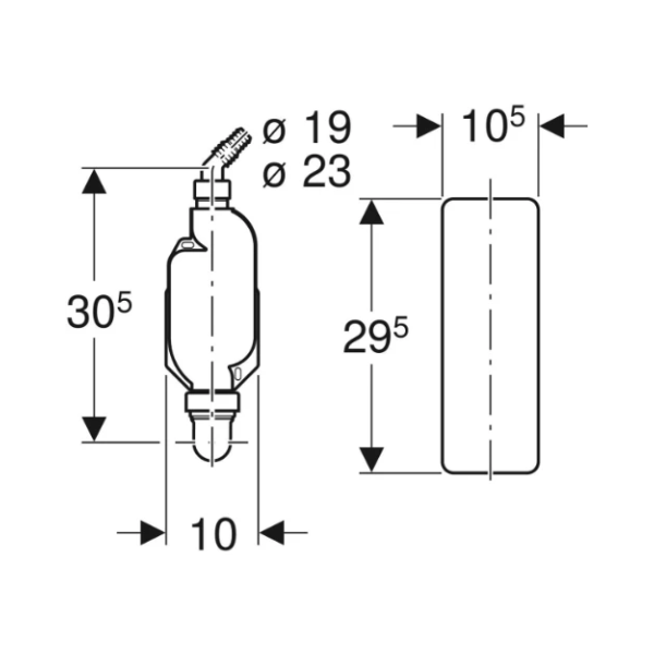 Geberit PP opbouwsifon voor toestellen WMA x 40 mm - wit - opbouwmontage met afdekplaat
