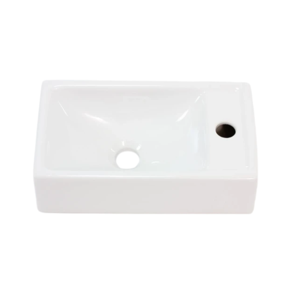 Easylux Thiny 2.0 handenwasser porselein 400 x 230 x 110 mm - wit - kraangat rechts - wandbevestiging